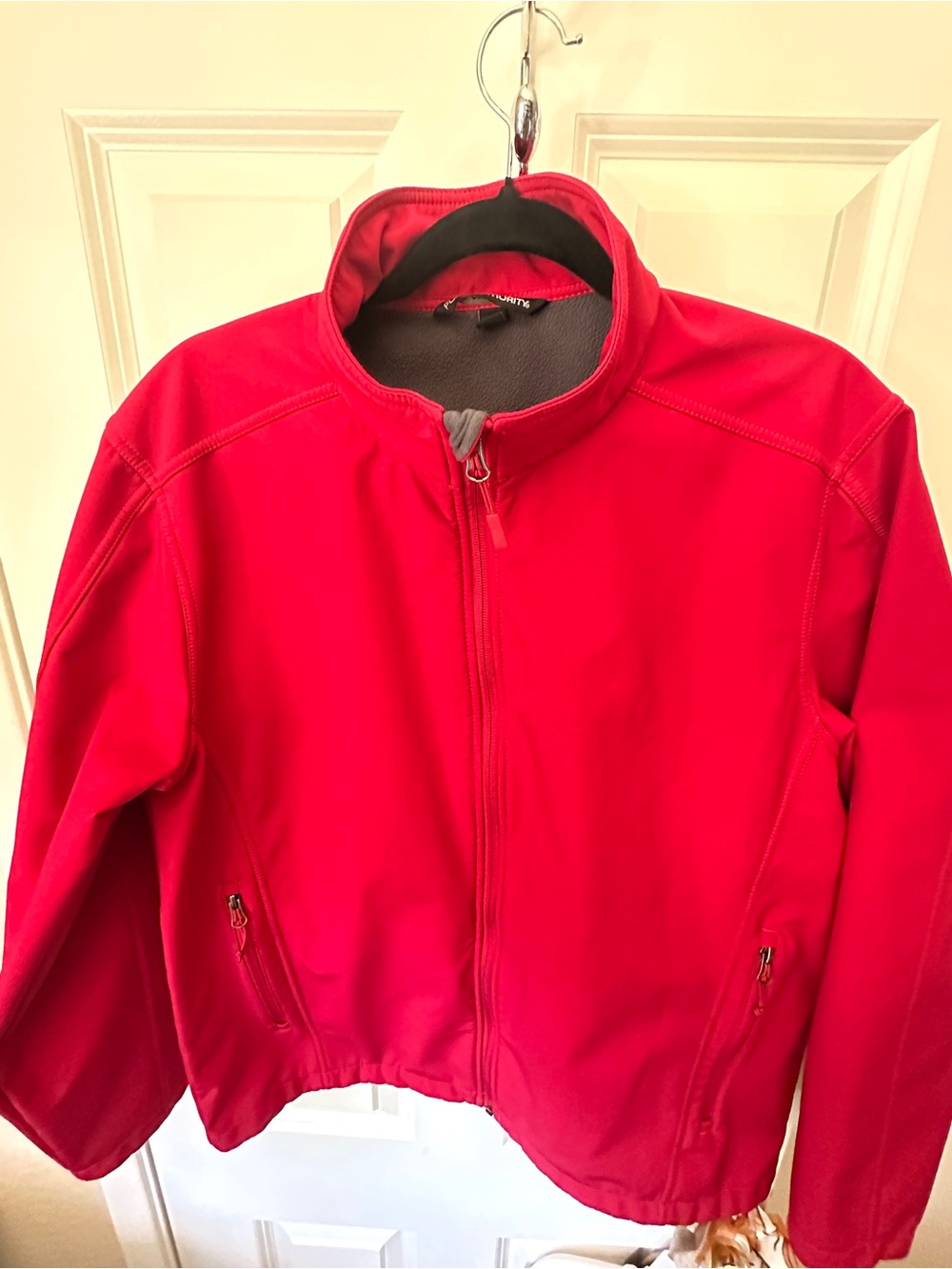 Port Authority Men LRG Red Fleece Lined Core Soft Shell Jacket Coat J317 MINT